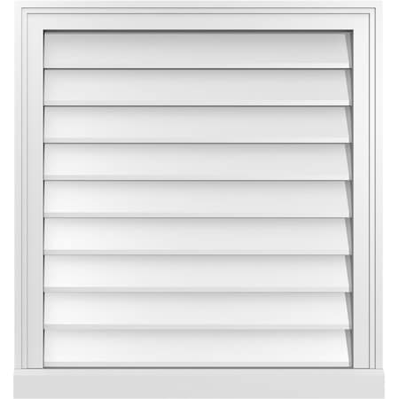 Ekena Millwork Vertical Surface Mount PVC Gable Vent w/ 2"W x 2"H , Brickmould Sill Frame, 26"W x 28"H GVPVE26X2803SN